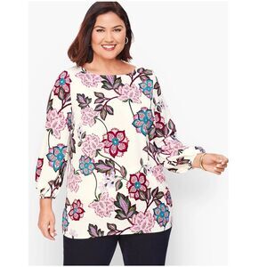 Talbots Top Size 2X Floral Long Sleeve NWT LW Flowy **